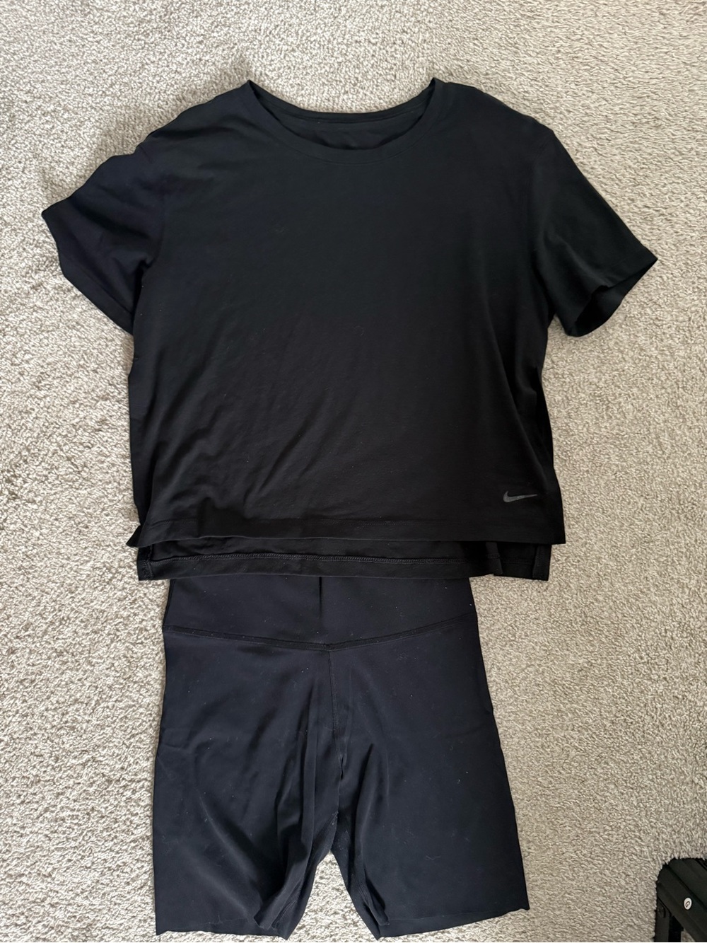 Nike Yoga shirt and shorts Set Black Medium top Large bottom